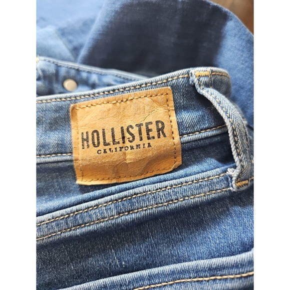HOLLISTER HIGH-RISE‎ MEDIUM WASH PATCHWORK VINTAGE FLARE JEANS Size 00 - Picture 5 of 12